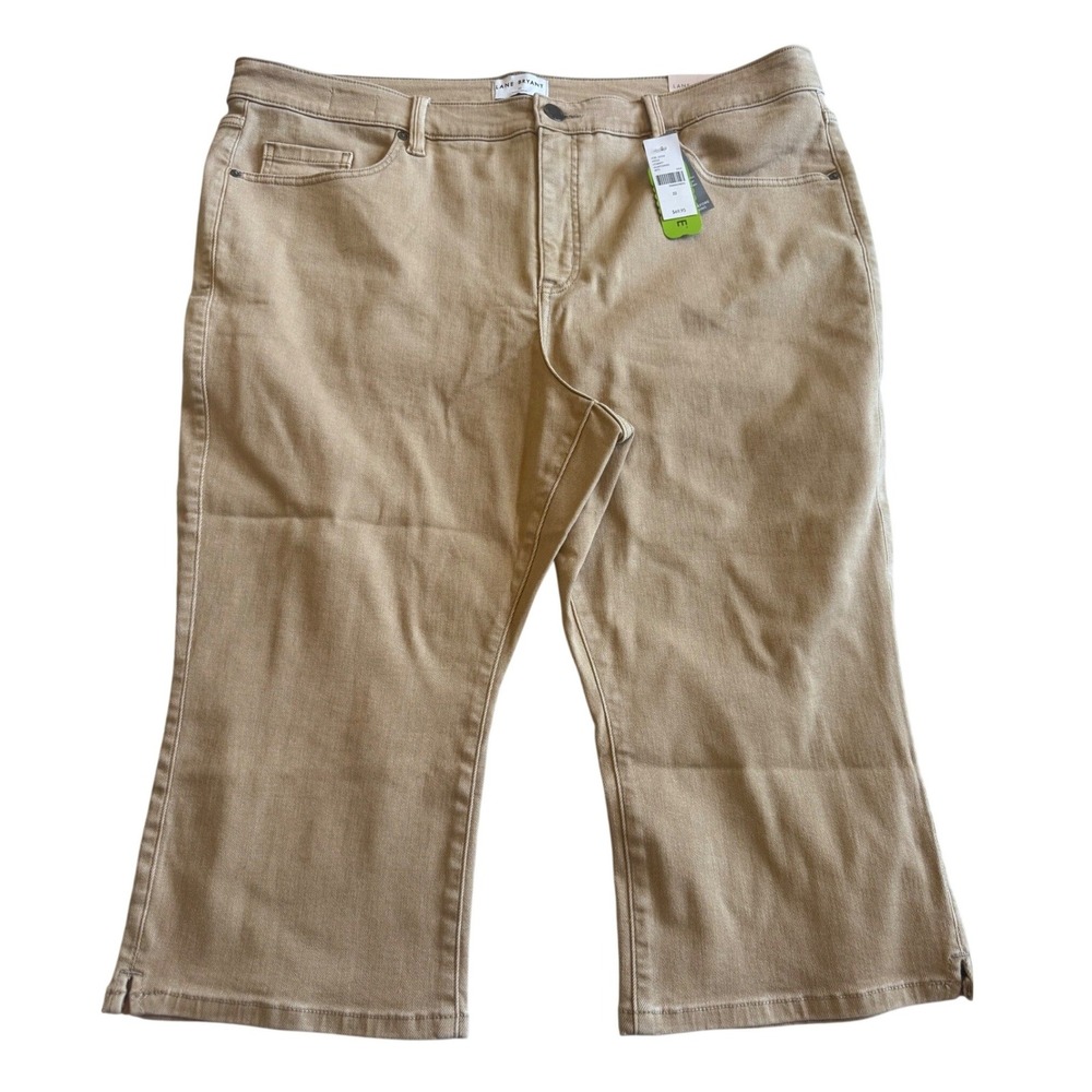 Lane Bryant Womens High Rise Signature Fit Pedal Pants Size 22 Tan Casual NWT